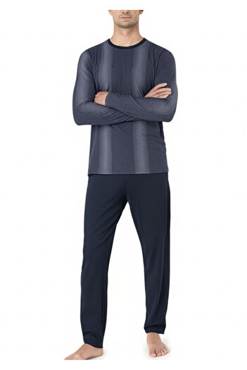 Pierre Cardin Men's New Season Long Sleeve Pocket Detailed Cotton Home Wear Pajama Set Vrp.C.P61.E05.Y01