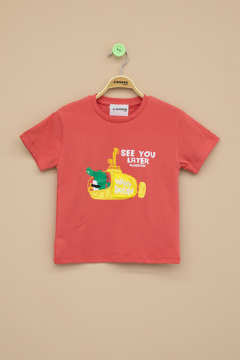 Cansın Mini Tile Submarine Printed Baby Boy Short Sleeve T-Shirt 20942