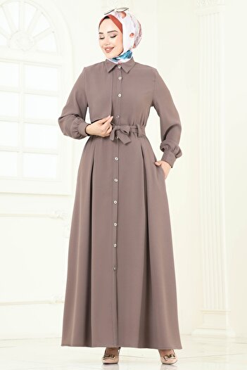 ModaMerve Button Front Dress Ferace 283Asn888-Ms Dark Vision