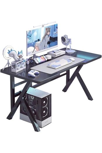AGD Home Computer and Gaming Desk from AGD, Modern Writing Table for Study and Laptop, Durable Metal Fra