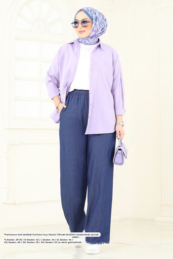 ModaMerve Tassel Hem Denim Pants 9008Ld1070-Ms Dark Jeans