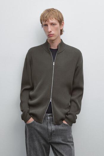 Massimo Dutti Fermuarlı %100 pamuklu hırka