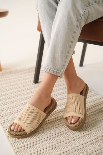 Abacca Fery bej women's slippers