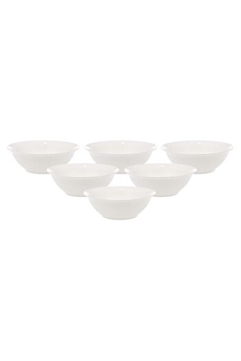 Generic Verona Salad Bowl Set Of 6 - 18 cm, White, Porcelain Material