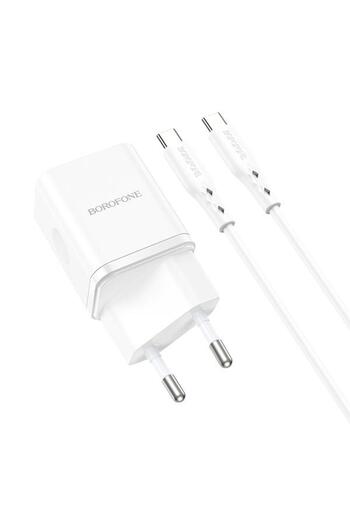 Borofone Incarcator Retea Cu Cablu USB-C BN7, 20W, 3A, 1 x USB-A - 1 x USB-C, Alb