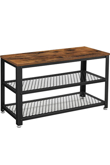 VASAGLE Shoe rack with 2 shelves, 73x30x45cm, steel, industrial style, rustic brown and black