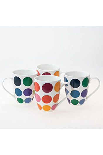 Generic Symphony 300 Ml Big Dots Mug Set - 4 Pieces - White