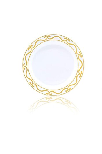 Generic PLATINUM CARE 20pc Ivory Dinner Plate Stamp With Golden Edge -17.78cm's 7 inchs (White)