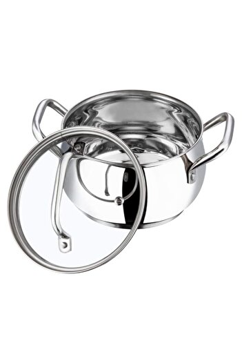 Generic Vinod Stainless Steel Almaty Sauce Pot with Glass lid -14 cm,1.3 L (Induction Friendly)