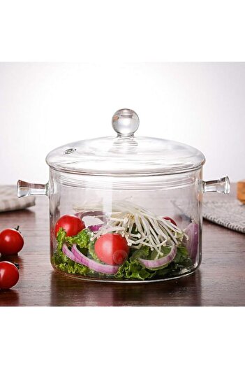 Generic KMjungu 1300ml Glass Soup Pot Transparent Cooker Salad Instant Noodle Bowl Cooking ToolPortable Sau