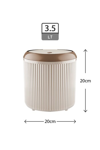 GLUS Çizgili Yuvarlak Çöp Kovası 3.5 Litre Banyo Mutfak Çöp Kovası Click Tuşlu