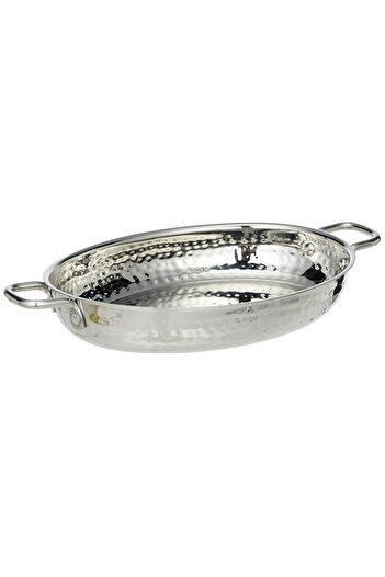 Generic Kedge 3 Por Stainless Steel Hammered Finish Oval Frying Pan, 700 ml Capacity
