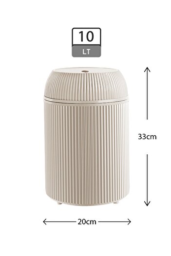 GLUS Çizgili Yuvarlak Çöp Kovası 10 Litre Banyo Mutfak Çöp Kovası Click Tuşlu