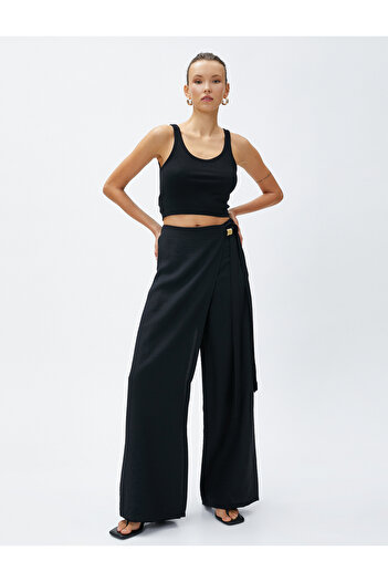 Koton Wrapped Belt Detail Palazzo Trousers