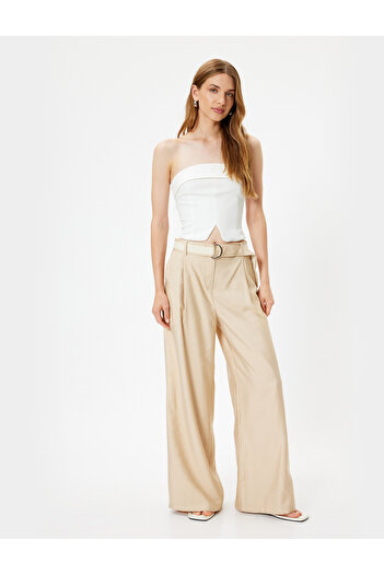Koton Beige Women's Viscose Palazzo Pants