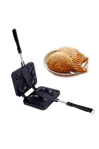 Generic NICO SEE WONDER Double Fish Shaped Hot Dessert Waffle Cake Maker Pan Japanese Pancake Double Pan St