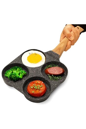 Generic Joeji's Kitchen 4 Egg Ring Mini Pancake Frying Pan - Omelette Maker Non Stick - Induction Compatibl