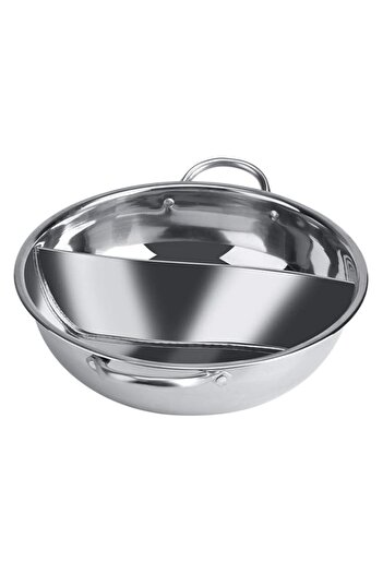 Generic Two Flavor Hot Pot, Thicken Double Flavor Lightweight Stainless Steel Hot Pot, for Kitchen Inductio