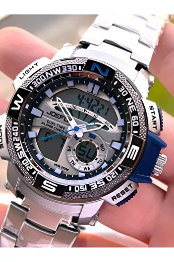 Joefox Steel Cord Digital and Analog 2 Years Warranty 3 Atm Water Resistant Men Wristwatch Joe1.Lc02