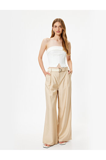 Koton Beige Women's Viscose Palazzo Pants