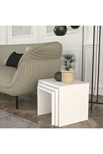 UnicUtil UnicUtil Multifunctional 3-Piece Coffee Table, 45 x 35 x 39 cm, White