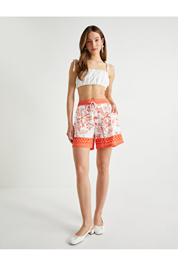 Koton Red Women's Floral Printed Shorts