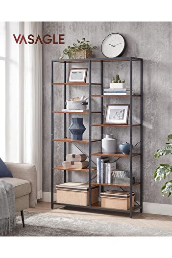 VASAGLE Biblioteca cu suport de depozitare pe 5 etaje, 30x100x170cm, stil industrial, maro