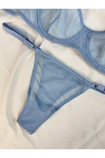 ROZENİN LINGERIE Basic Tül Balenli Rahat Kesim Tanga Hediyeli Sütyen İç Çamaşır Takımı