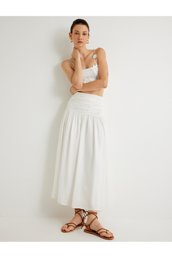 Koton Beige Women's Midi Flary Skirt