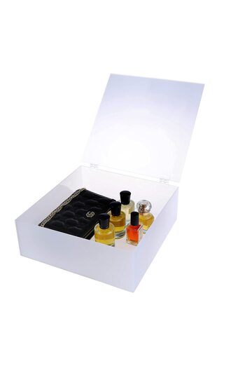 Lamsit Ibdaa Acrylic Box - Fluorescent Box with Hinges - Jewelry & Collectibles (30x30x10 cm, White)