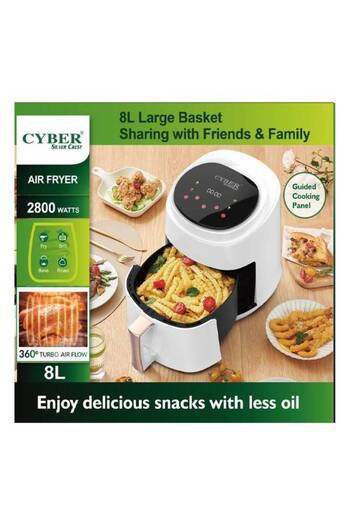 Cyber 8L Silver Crest Multifunctional Digital Touch Air Fryer 8L 2800W White