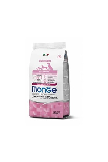 Monge Superpremium Monoprotein Puppy All Breeds - Porc si Orez - 2.5kg