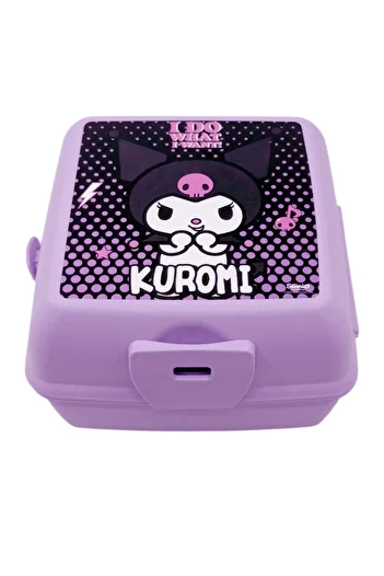 WİGGLE Kuromi Licensed 4 Compartment Children's Lunch Box - Food Storage Container with Spoon and Fork