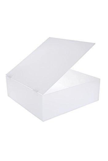 Lamsit Ibdaa Acrylic Box - Fluorescent Box with Hinges - Jewelry & Collectibles (30x30x10 cm, White)