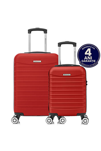 Quasar & Co. Set of 2 cabin trolleys, 40x30x20cm removable wheels/55x36x20cm, hand luggage, coded trolley, ABS suitcase, Red
