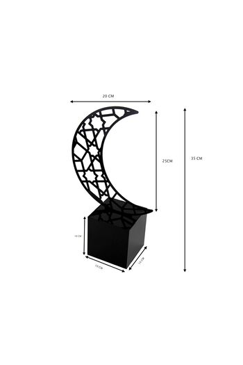 Lamsit Ibdaa Ramadan Acrylic Box - Crescent Box - Decor - Dates & Jewelry (Medium, Black)