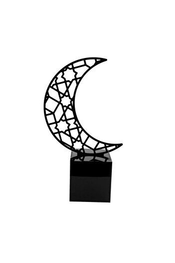 Lamsit Ibdaa Ramadan Acrylic Box - Crescent Box - Decor - Dates & Jewelry (Large, Black)