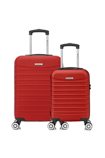 Quasar & Co. Set of 2 cabin trolleys, 40x30x20cm removable wheels/55x36x20cm, hand luggage, coded trolley, ABS suitcase, Red