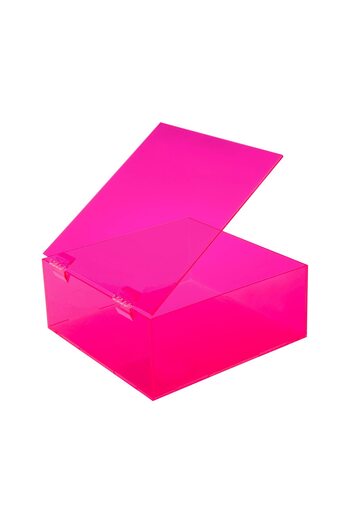 Lamsit Ibdaa Acrylic Box - Fluorescent Box with Hinges - Jewelry & Collectibles (20x20x8 cm,Pink)