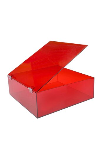 Lamsit Ibdaa Acrylic Box - Fluorescent Box with Hinges - Jewelry & Collectibles (30x30x10 cm,Red)