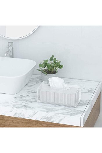 Lamsit Ibdaa Acrylic Tissue Box, Rectangle 25x13x9 cm, Clear, Mirror Finish