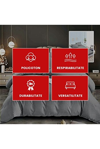 PATONE Damask Polycotton Bed Linen, 6 pieces, fitted sheet, dark gray