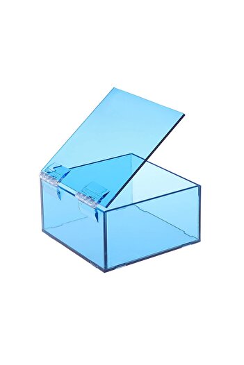 Lamsit Ibdaa Acrylic Box - Fluorescent Box with Hinges - Jewelry & Collect (10x10x5 cm,Light Blue)