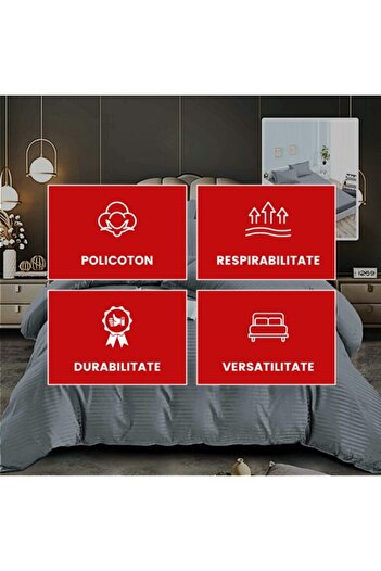 PATONE Damask Polycotton Bed Linen, 6 pieces, fitted sheet, light gray