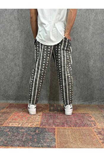 FıttingRoom Patterned Baggy Trousers with Elastic Waist