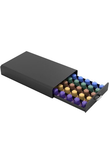 awwaline Suportă 50 de capsule de cafea, awwaline, negru, 40x24x6 cm, compatibil cu Nespresso, Lavazza, Tchibo