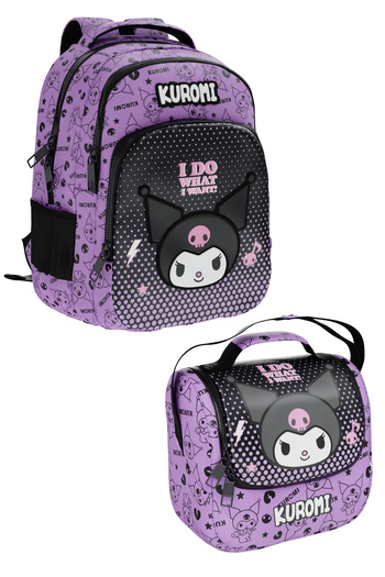 WİGGLE Kuromi Licensed New Collection Premium 2-Piece School Set Backpack and Lunchbox
