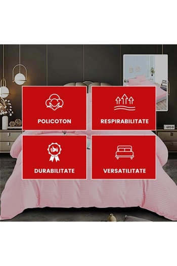 PATONE Damask Polycotton Bed Linen, 6 pieces, fitted sheet, pink
