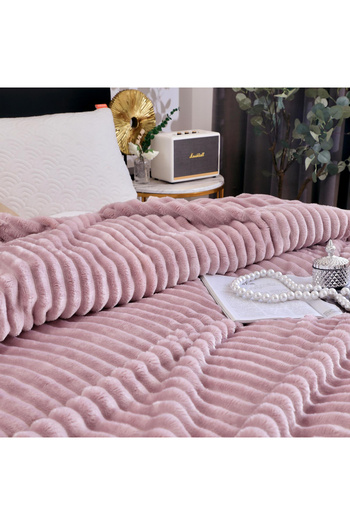 JOJO HOME Fluffy striped cocolino blanket, double bed, PCD-03, pink, 200 x 230 cm