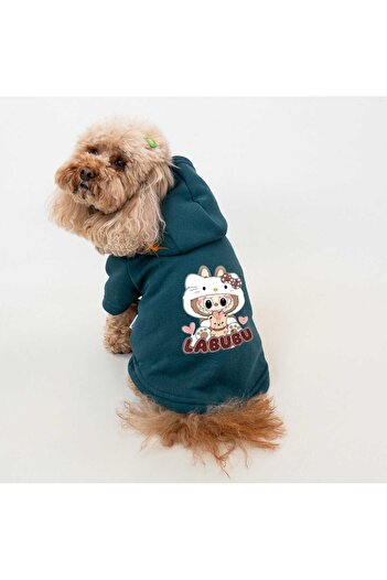 Buddy Store Cat and Dog - Outfit Sweatshirt Hoodie Petrol Green Labubu Girl Printed